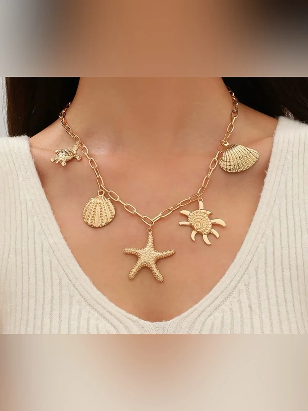 Gold Beach Charm Necklace